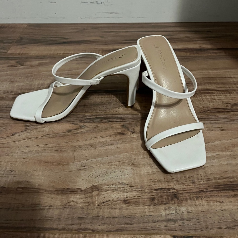 White strapy heels